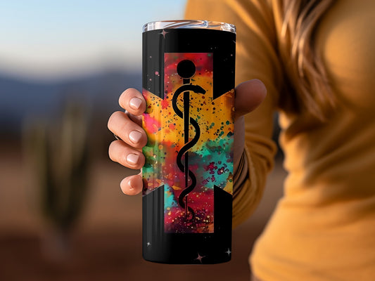 Colorful Caduceus Print Stainless Steel Tumbler