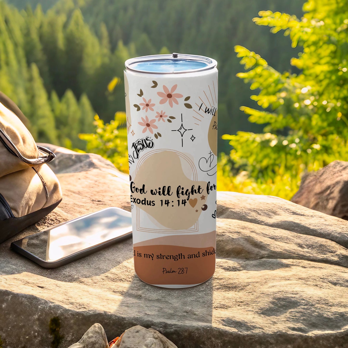 Inspirational Bible Verse Floral Insulated Tumbler