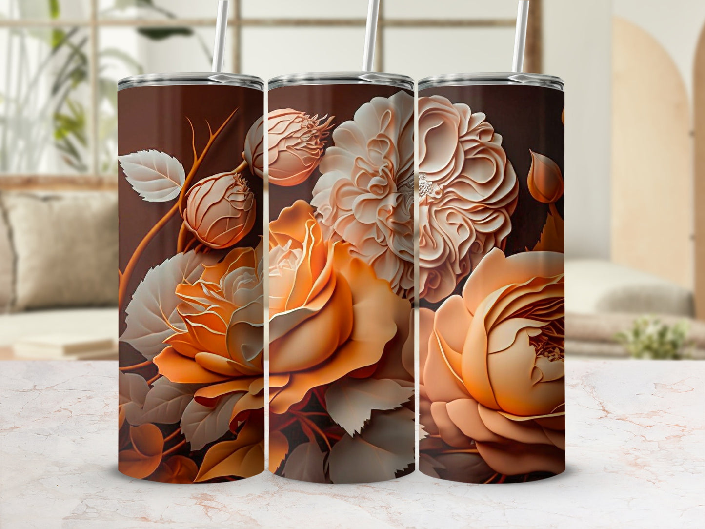 Elegant Floral Patterned Insulated Tumbler Flask Product