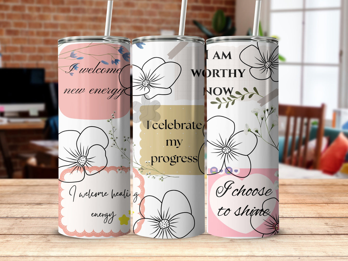 Inspirational Floral Print on Tumbler for Daily Positivity
