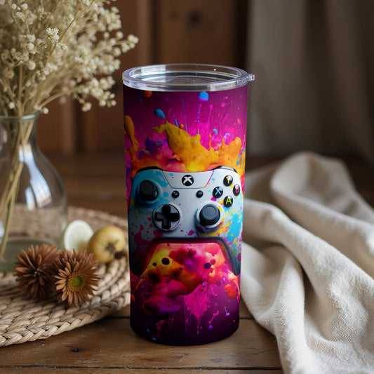 Colorful Gaming Controller Rainbow Design Tumbler