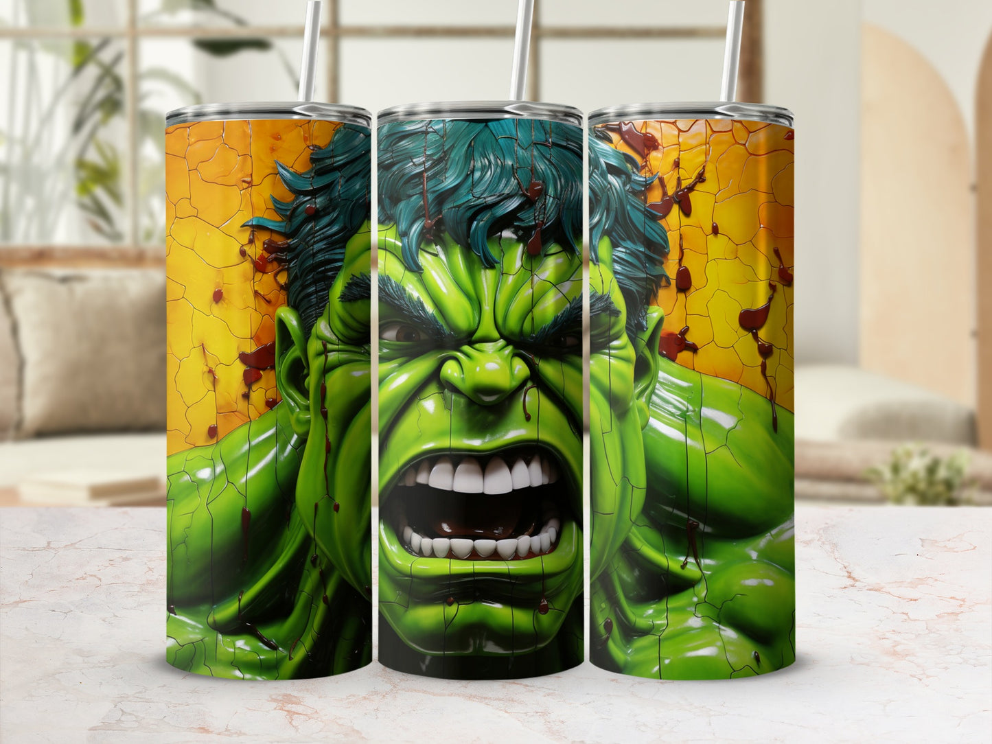Incredible Hulk Design Tumbler with Straw 20oz