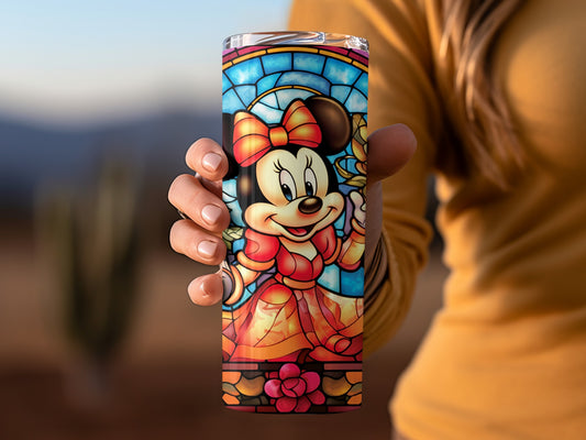 Minnie Mouse colorful stained glass tumbler