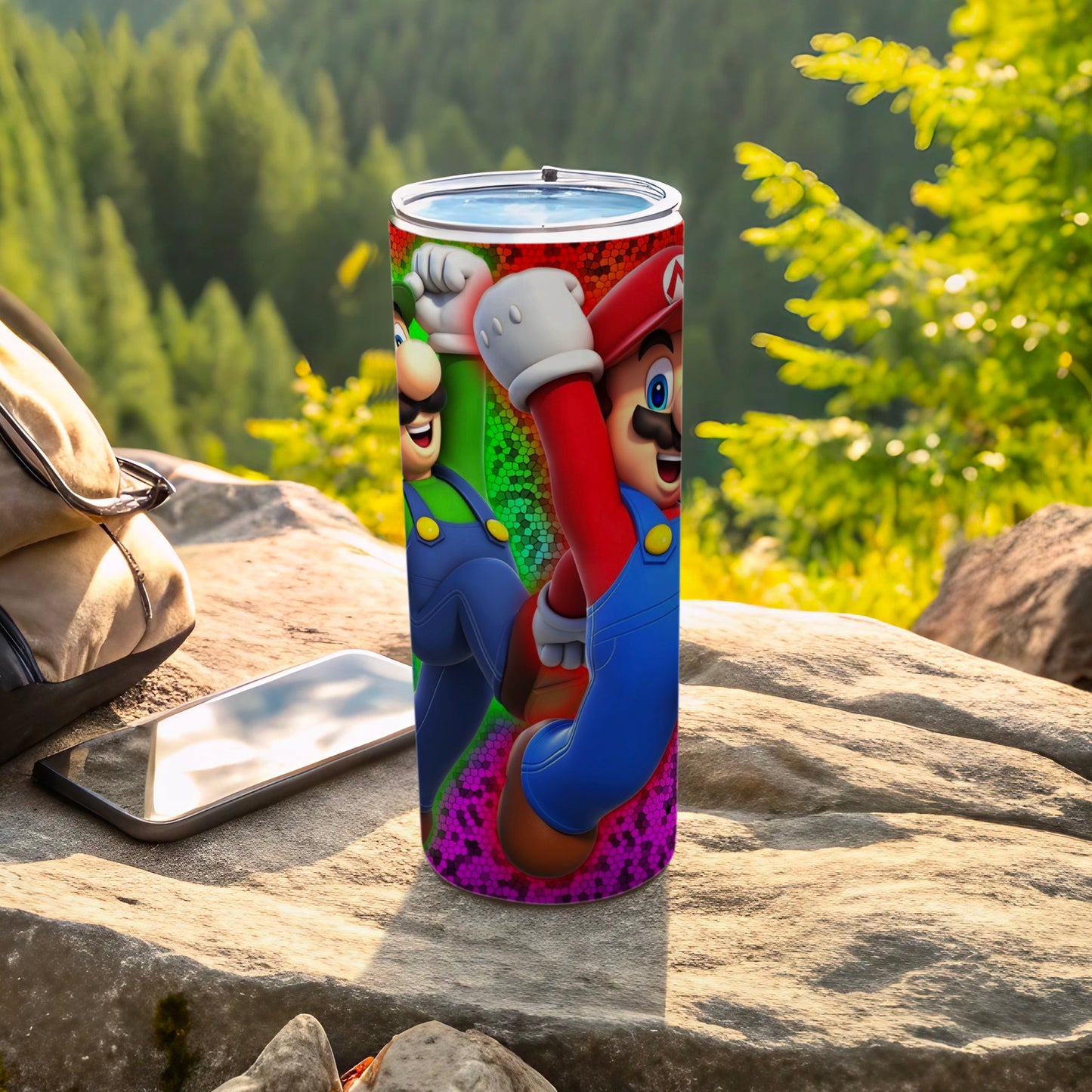 Mario and Luigi Colorful Travel Mug for Gamers