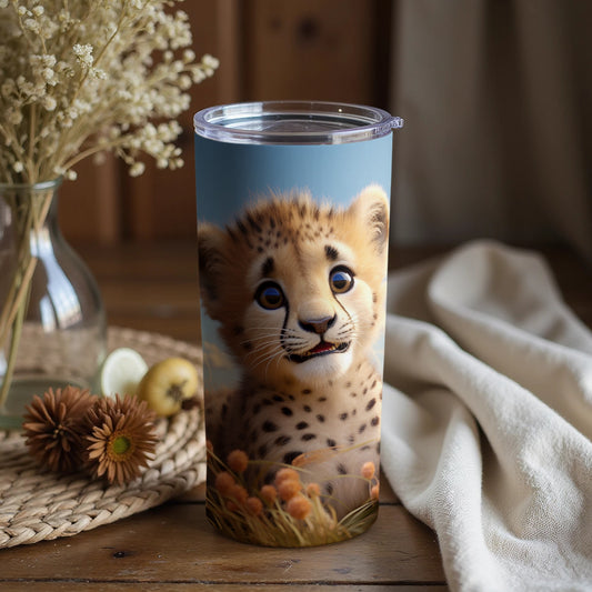 Cute Baby Cheetah Tumbler Perfect for Wildlife Lovers