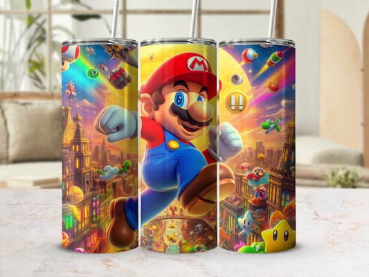 Colorful Mario Themed Vibrant Insulated Tumbler Cup