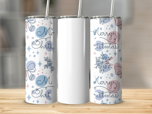 Merry Christmas Tumbler Holiday Themed Stainless Steel Cup