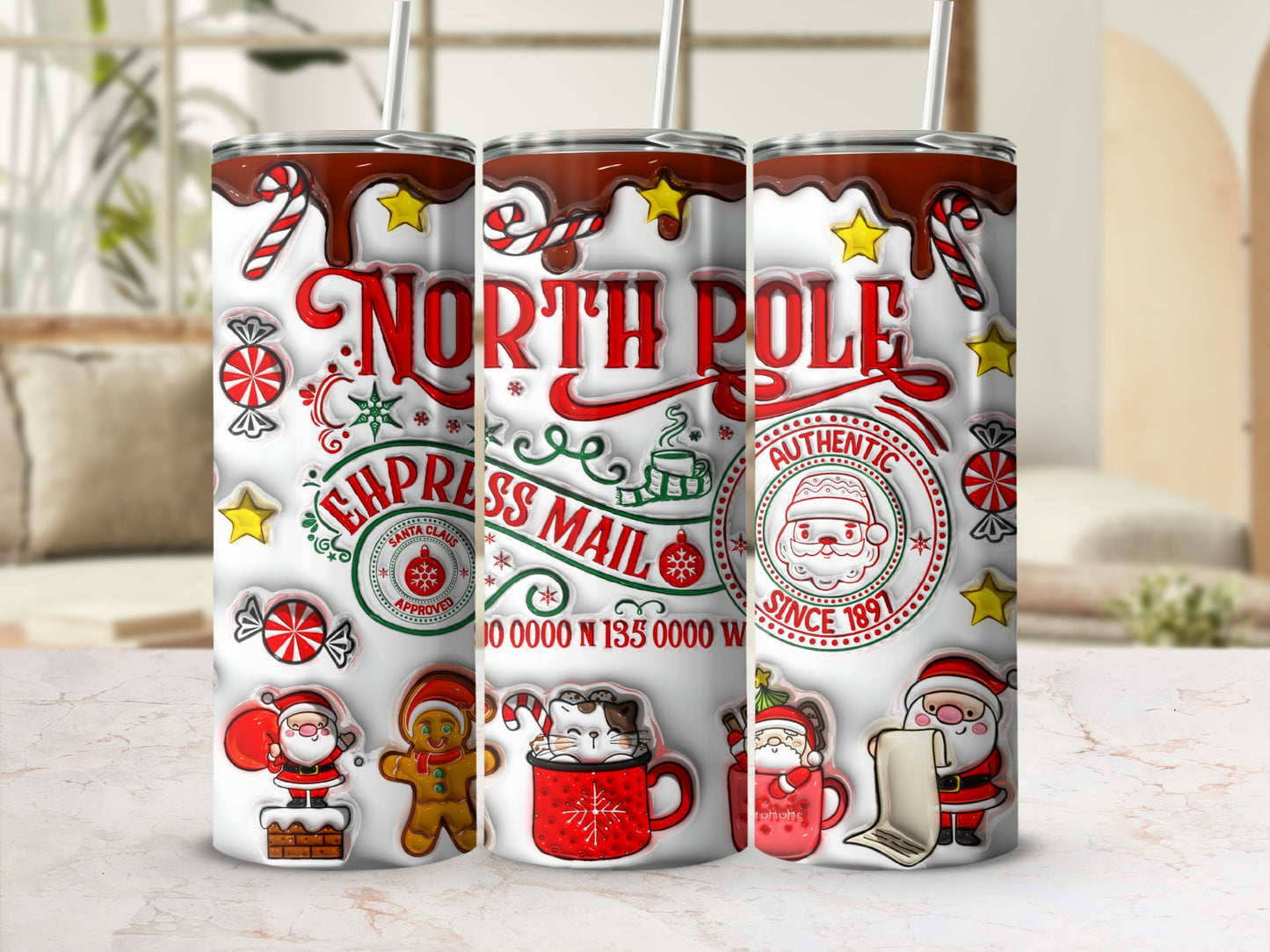 North Pole Express Mail Christmas Themed Tumbler