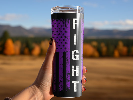 Purple Fight Flag Inspired Motivational Tumbler