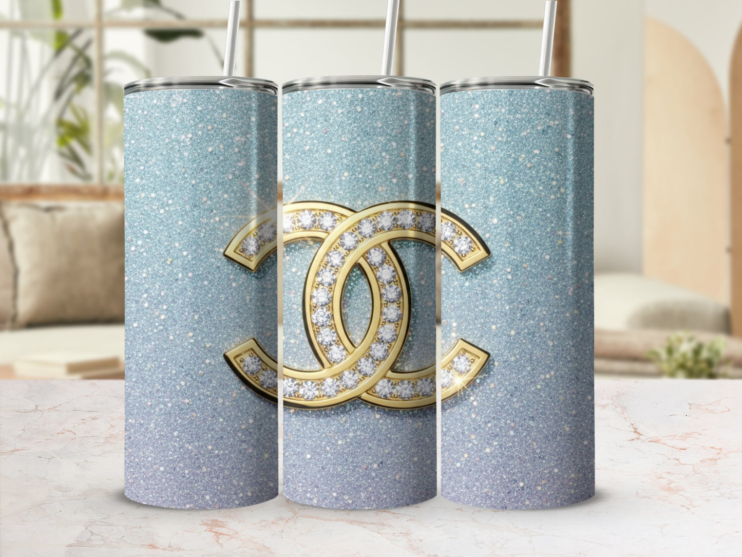 New Chanel-Wanna-be/Inspired- By Tumbler Designs Sparkling Pattern Tumblers