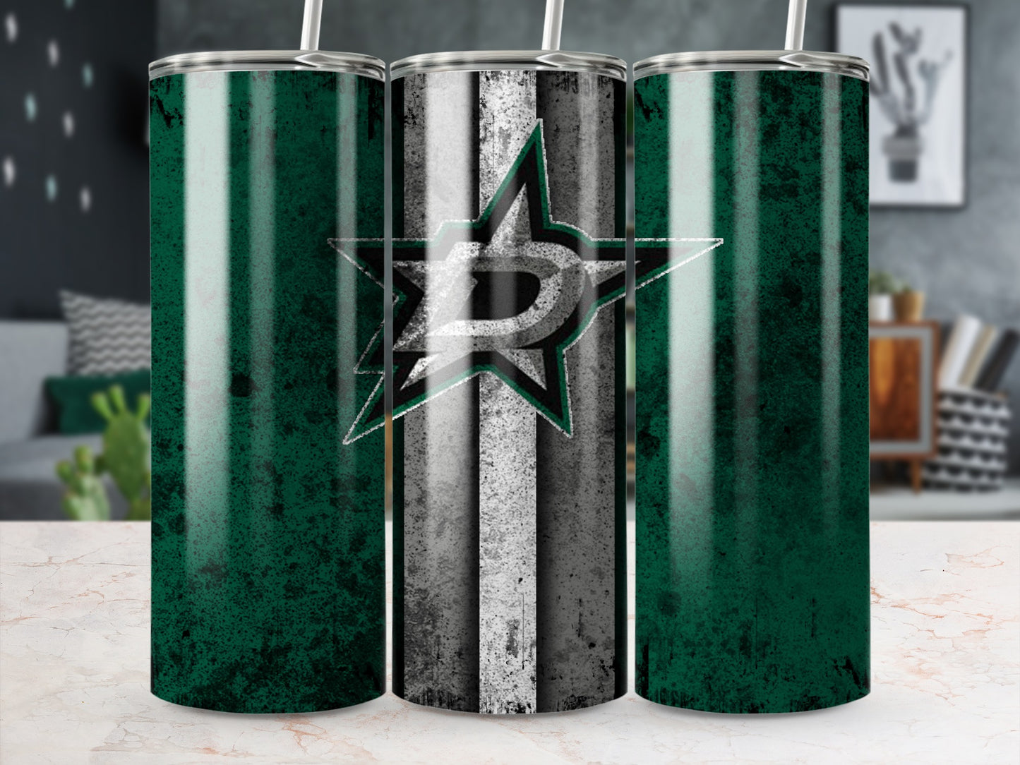Dallas Stars Grunge Tumbler Design 20oz Stainless Steel