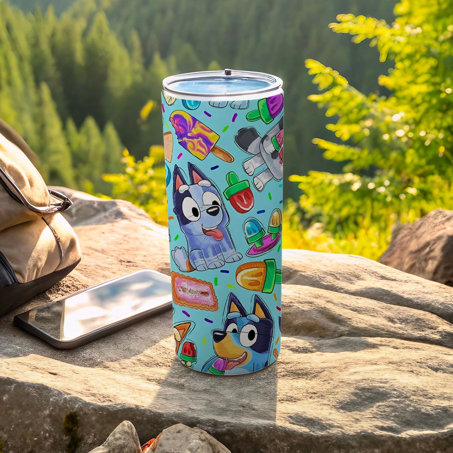 Colorful Cartoon Dog Design Insulated Tumbler Cup