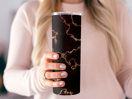 Burgundy Backdrop with Golden Veins Design Style Tumblers