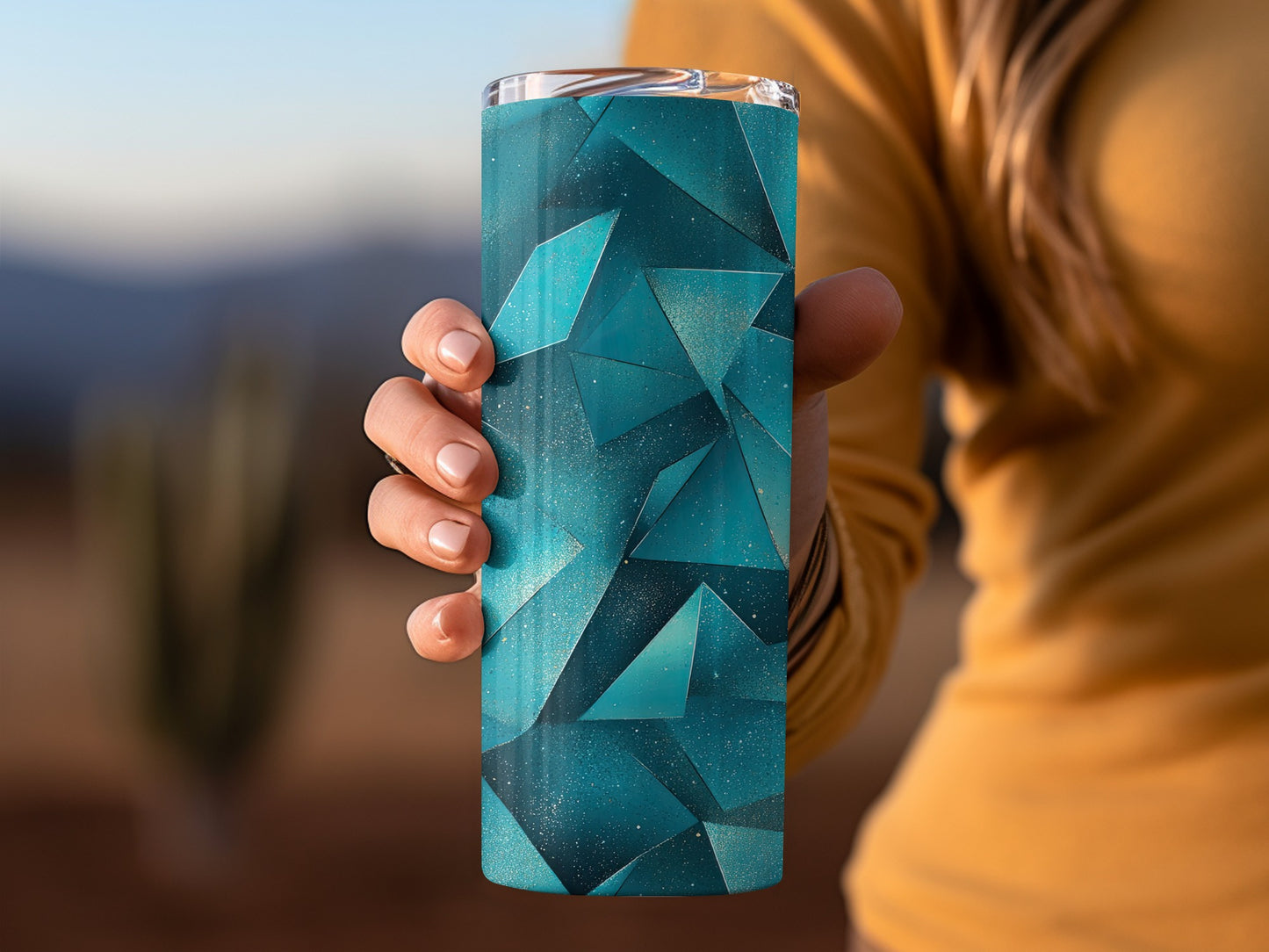 Sparkling Teal Geometrical Shapes Modern Art Tumblers