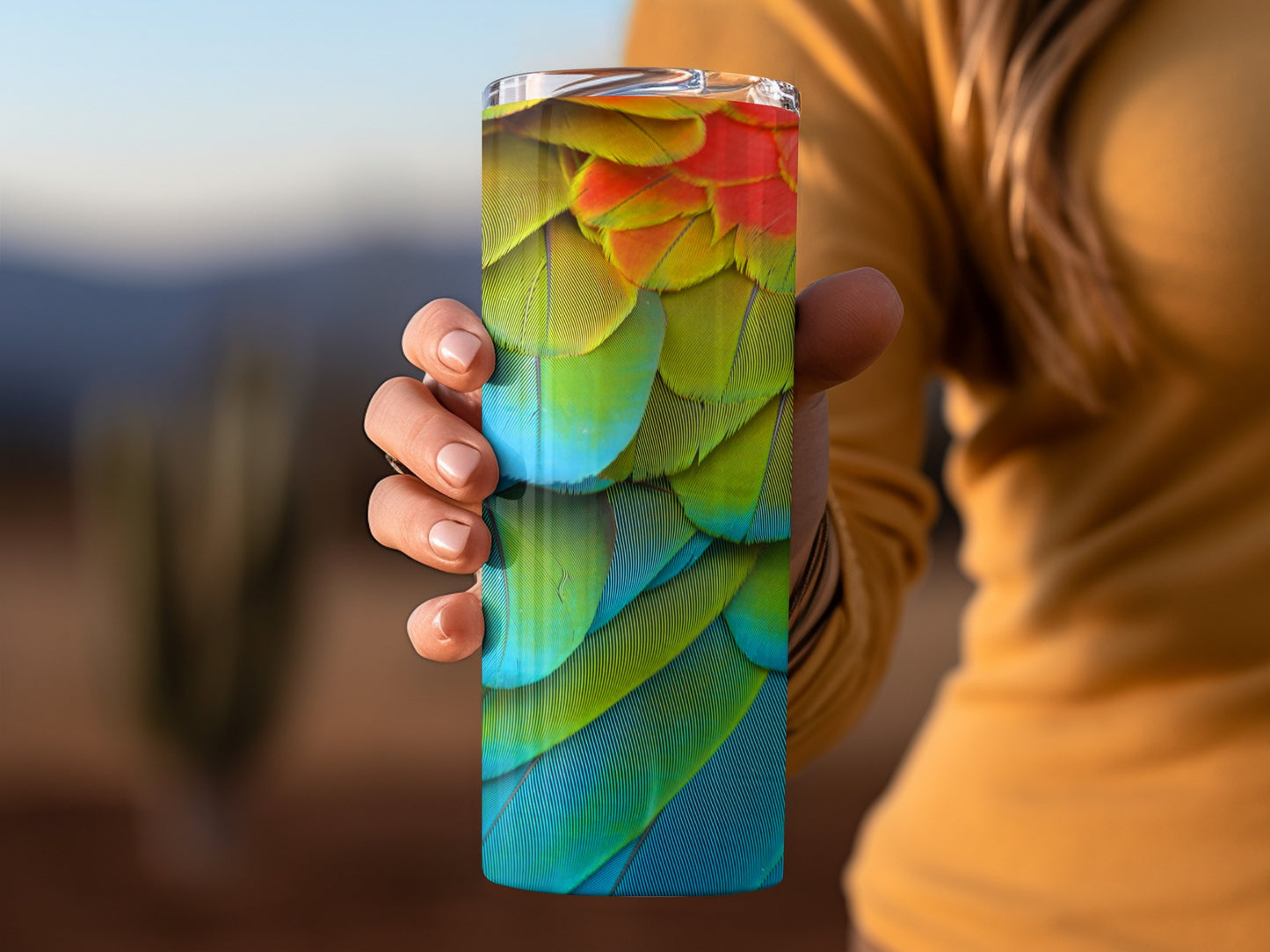 Parrot Plumage Design Colorful Feather Pattern Tumblers