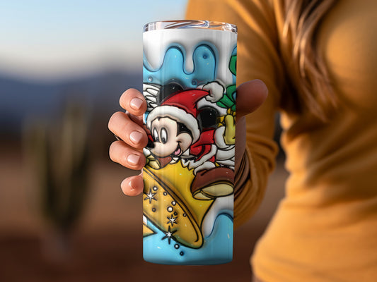 Festive Cartoon Inspired Tumbler with Santa Hat Design