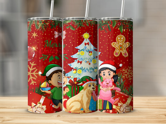 Festive Christmas Themed Tumblers with Cute Illustrations