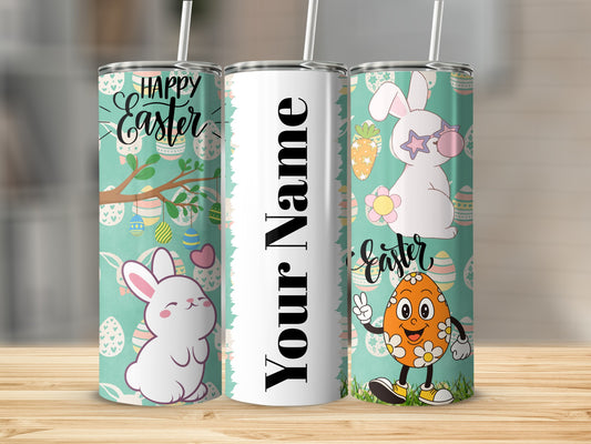 Personalized Happy Easter Bunny and Egg Design Tumbler