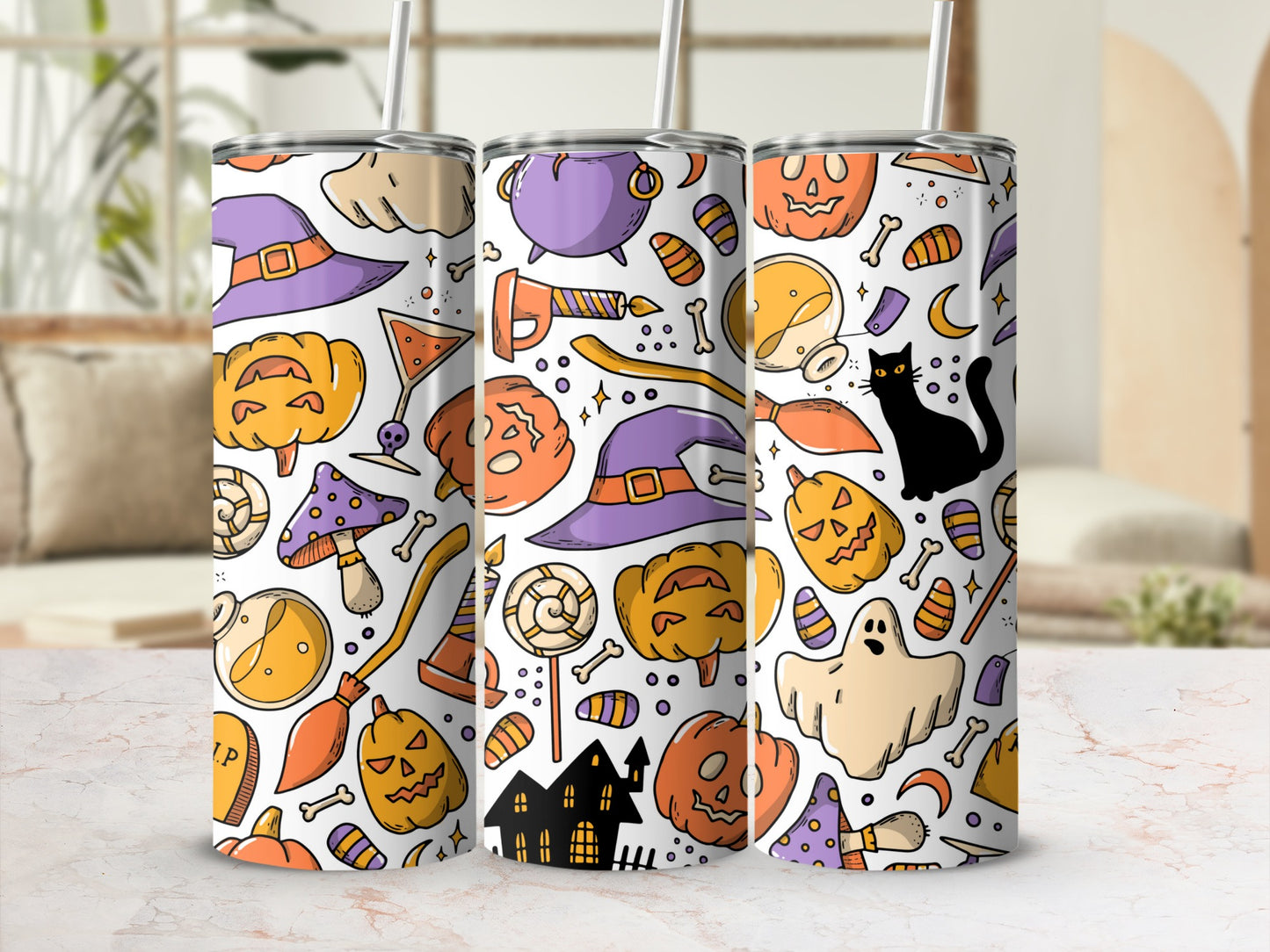 Halloween Themed Tumbler With Spooky and Fun Design