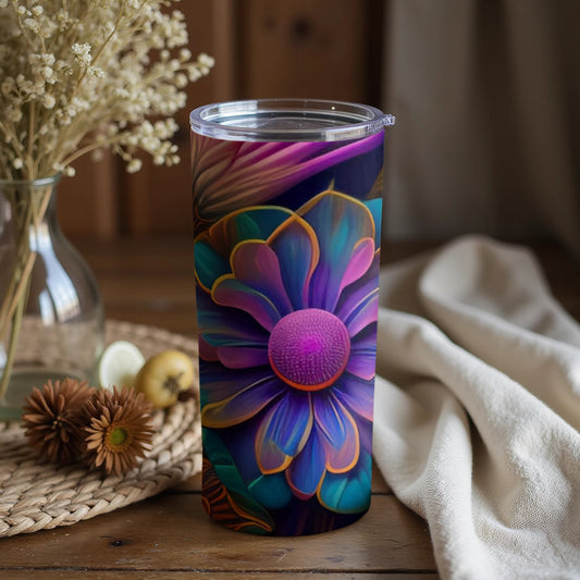 Colorful Floral Design Insulated Travel Tumbler