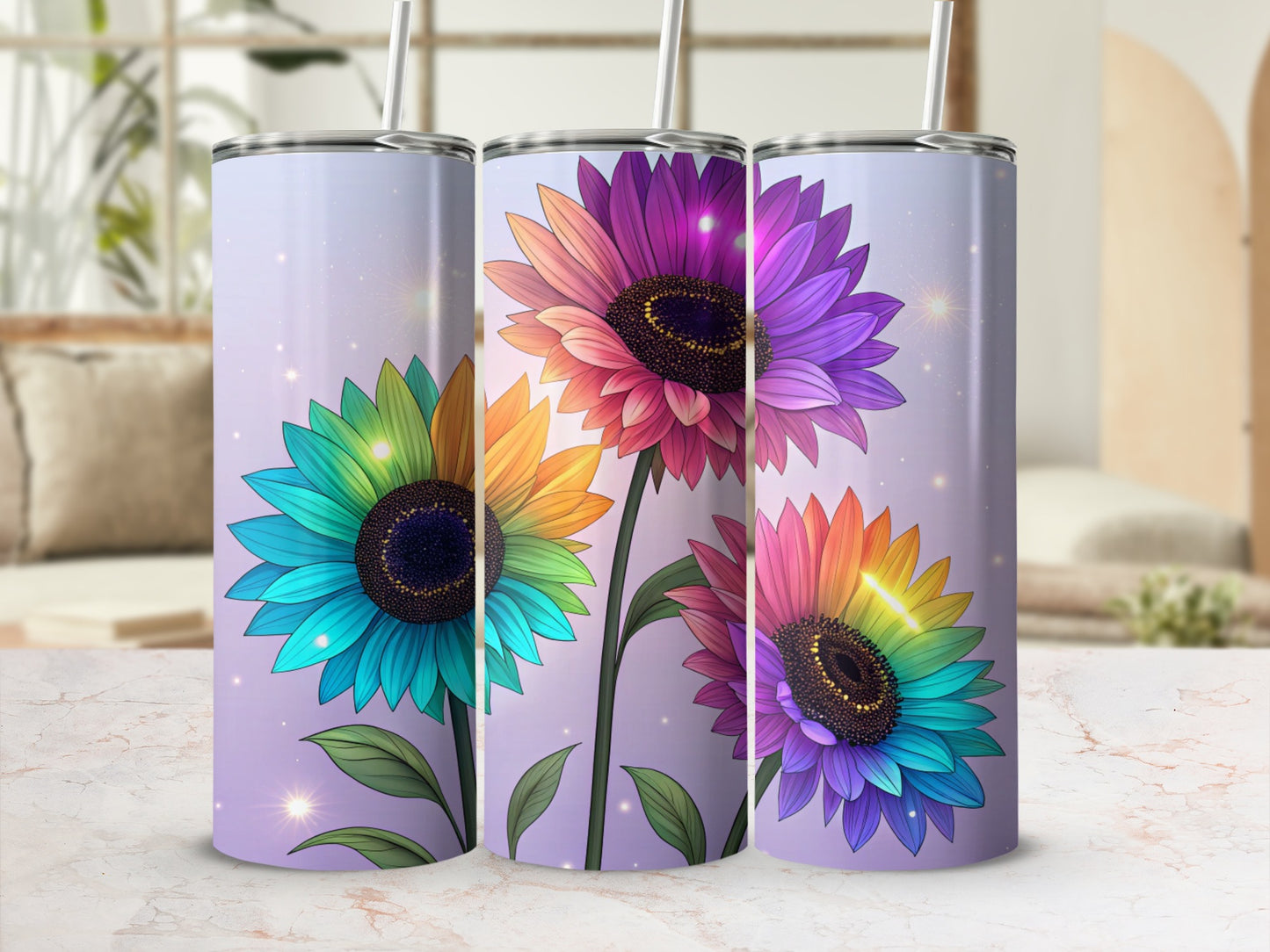 Vibrant Colorful Sunflower Illustration Tumbler Cup