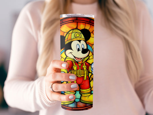 Firefighter Cartoon Character Themed Tumbler Cup