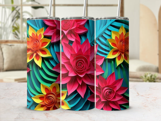 Vibrant Floral Art Design on Insulated Tumbler Product