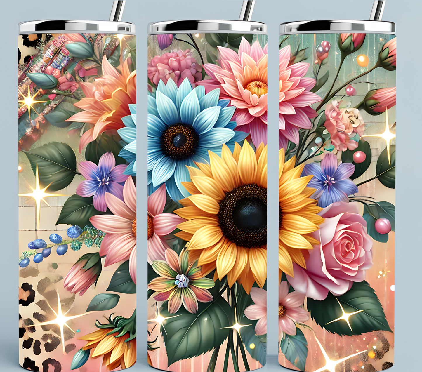Sunflower Tumbler Cheetah print Tumbler