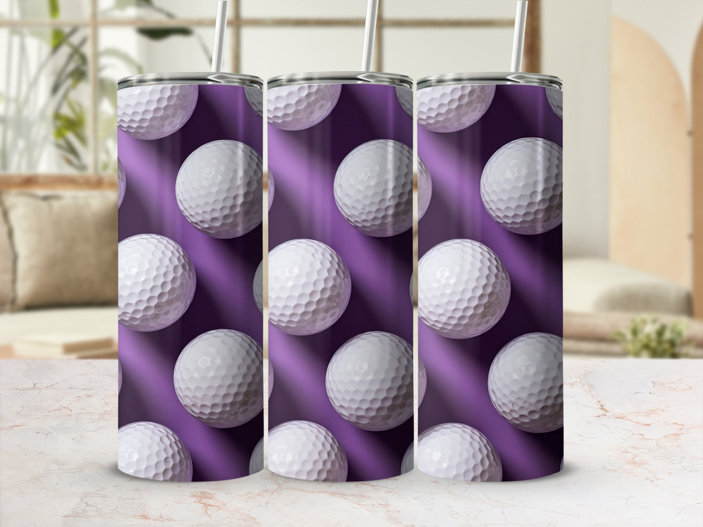 Golf Balls with Purple Background Tumbler Product