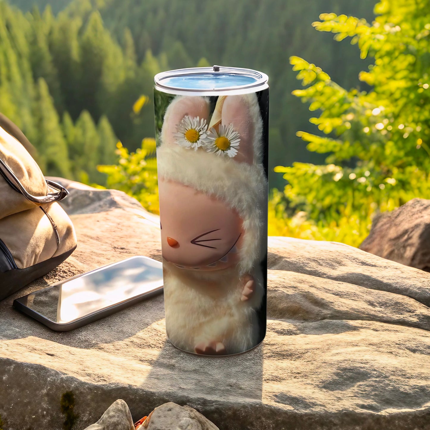 Adorable Bunny Character Tumbler with Flower Design