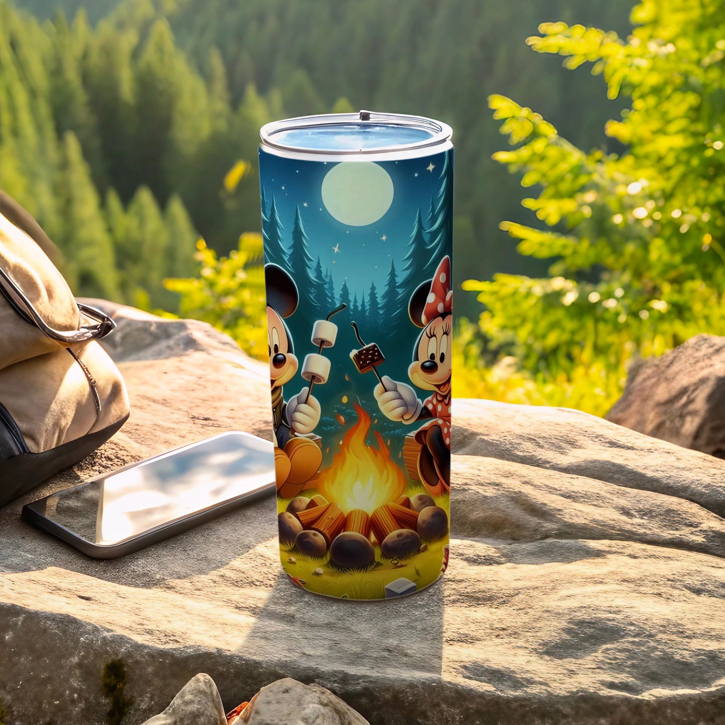 Mickey and Minnie Campfire Scene Tumbler Cup