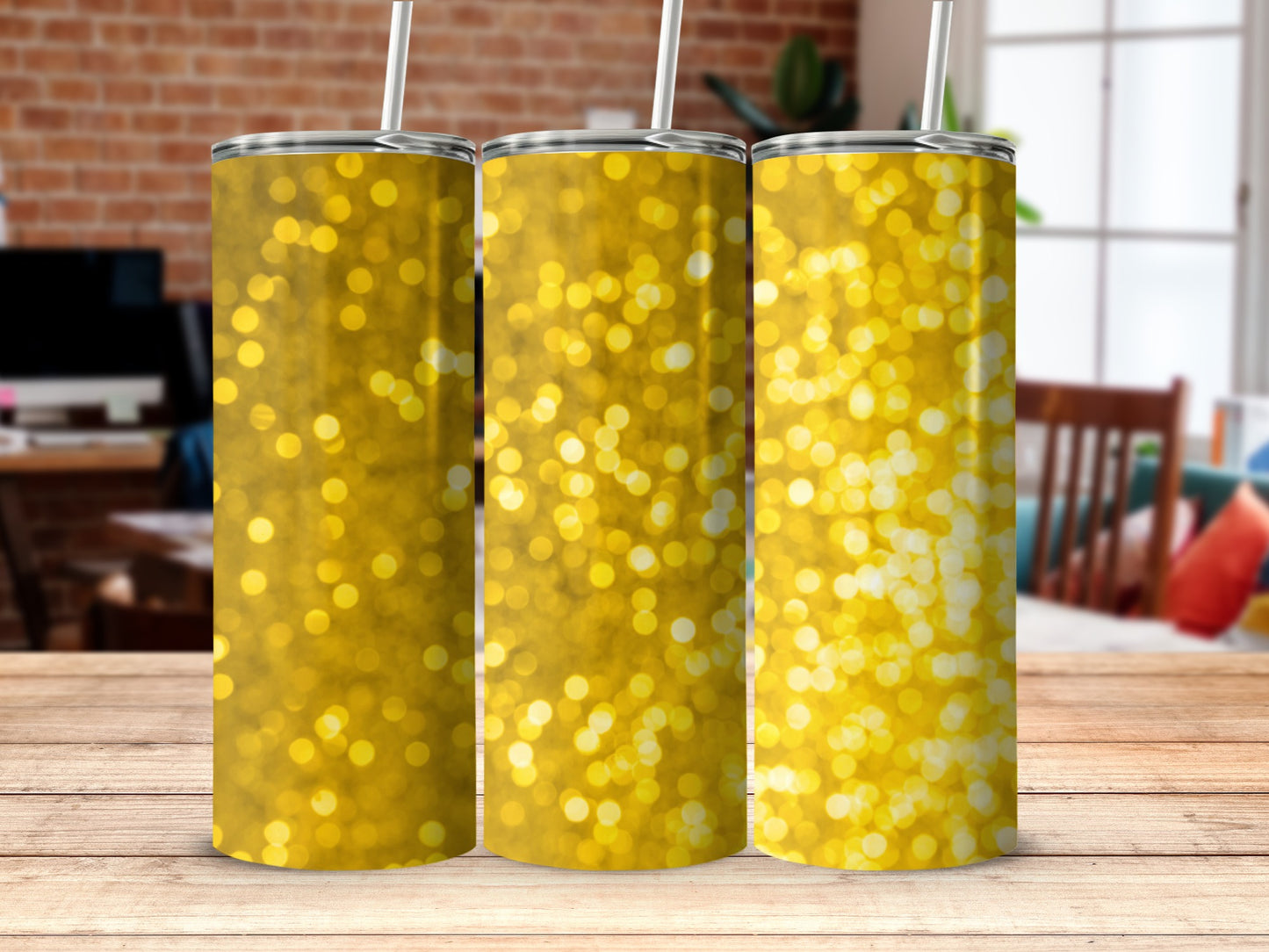 Glittering Gold Bokeh Pattern Design Tumbler Product