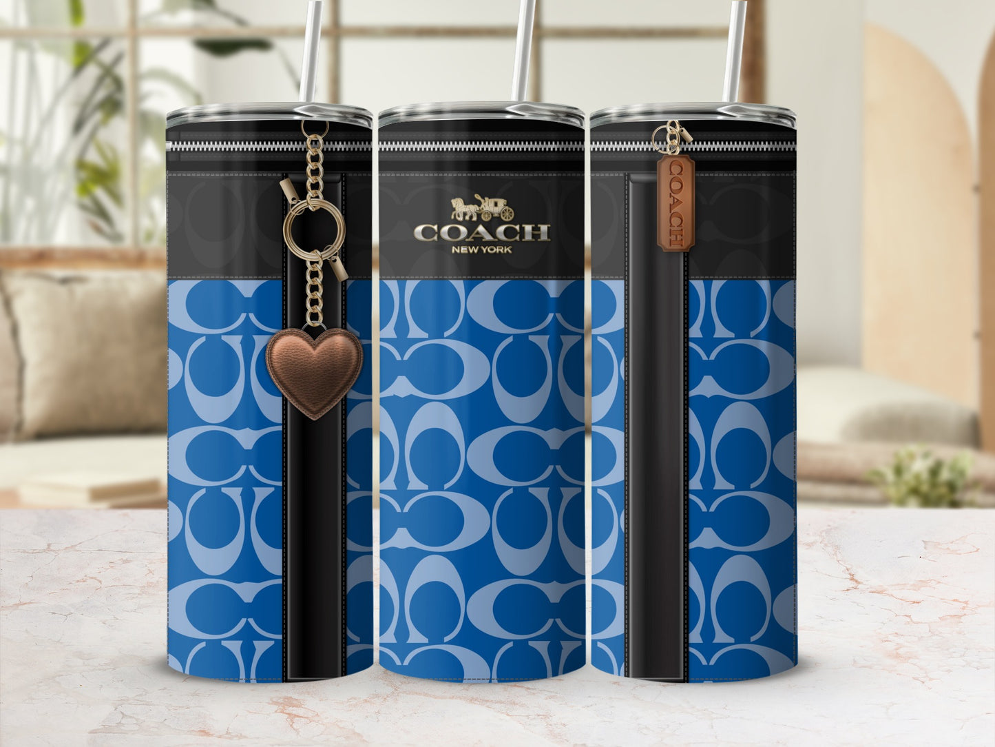 Stylish Blue and Black Designer Coach Tumblers