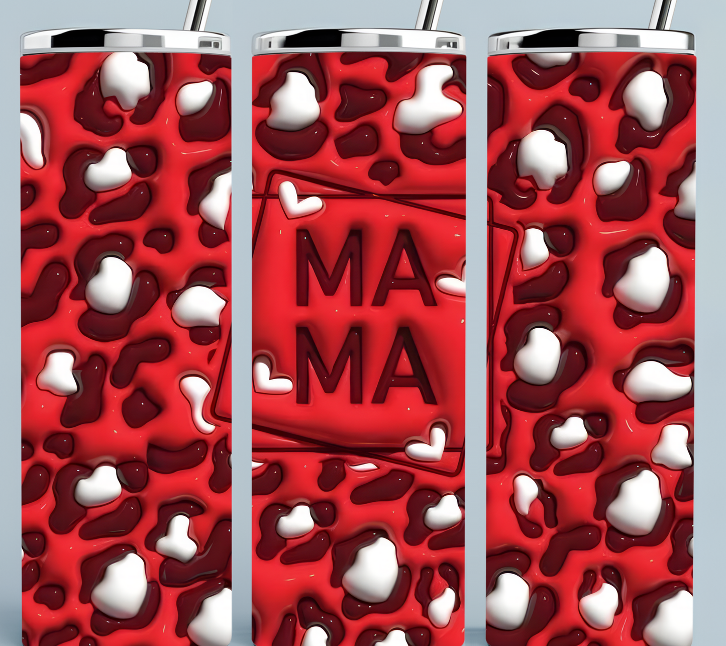 3D Inflated Red and White Mama Tumbler