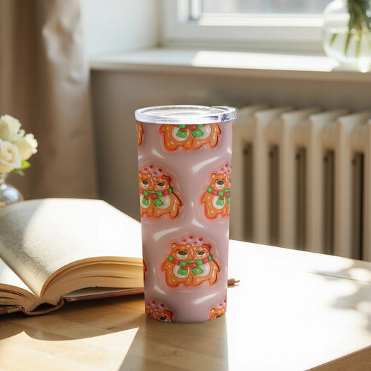 Cute Pink Tumbler with Fun Bear Family Design