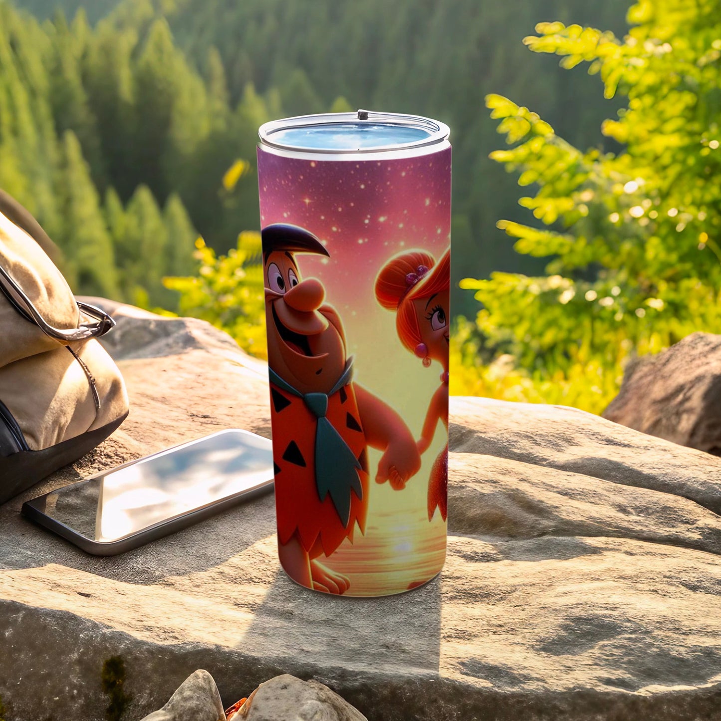 Colorful Flintstones Inspired Tumbler Flask for Outdoor Adventures