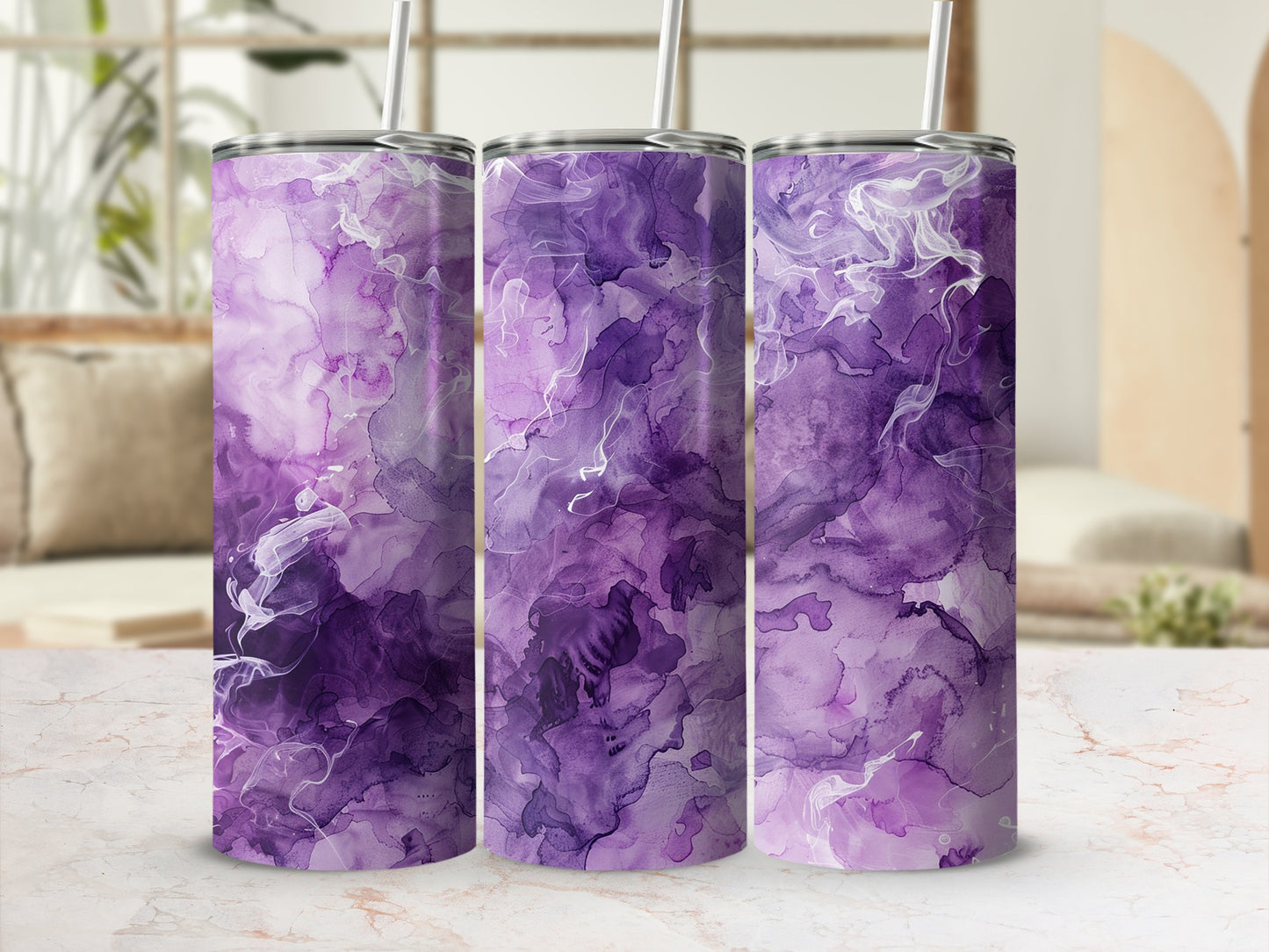 Purple Abstract Marble Design Insulated Tumbler Product