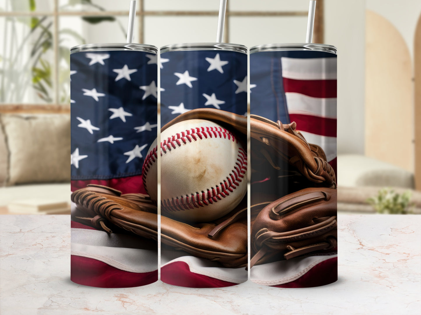 American Flag Baseball and Glove Tumbler product
