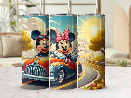 Mickey and Minnie Driving on Sunny Road Tumbler