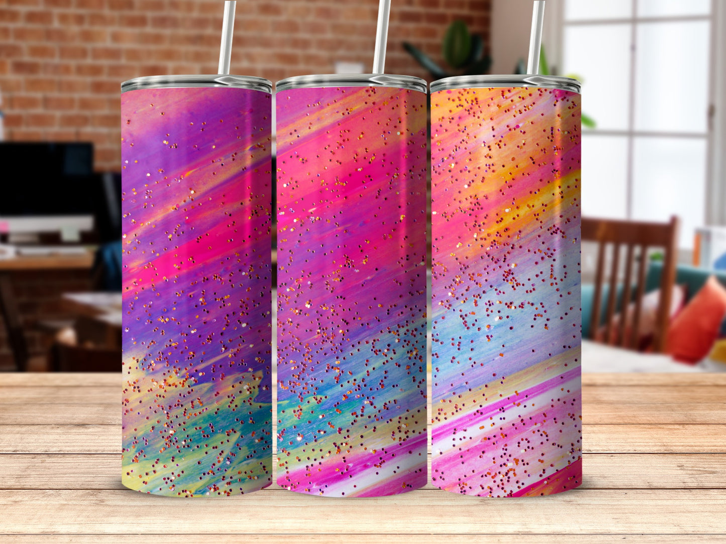 Colorful Glitter Abstract Design Tumblers Product