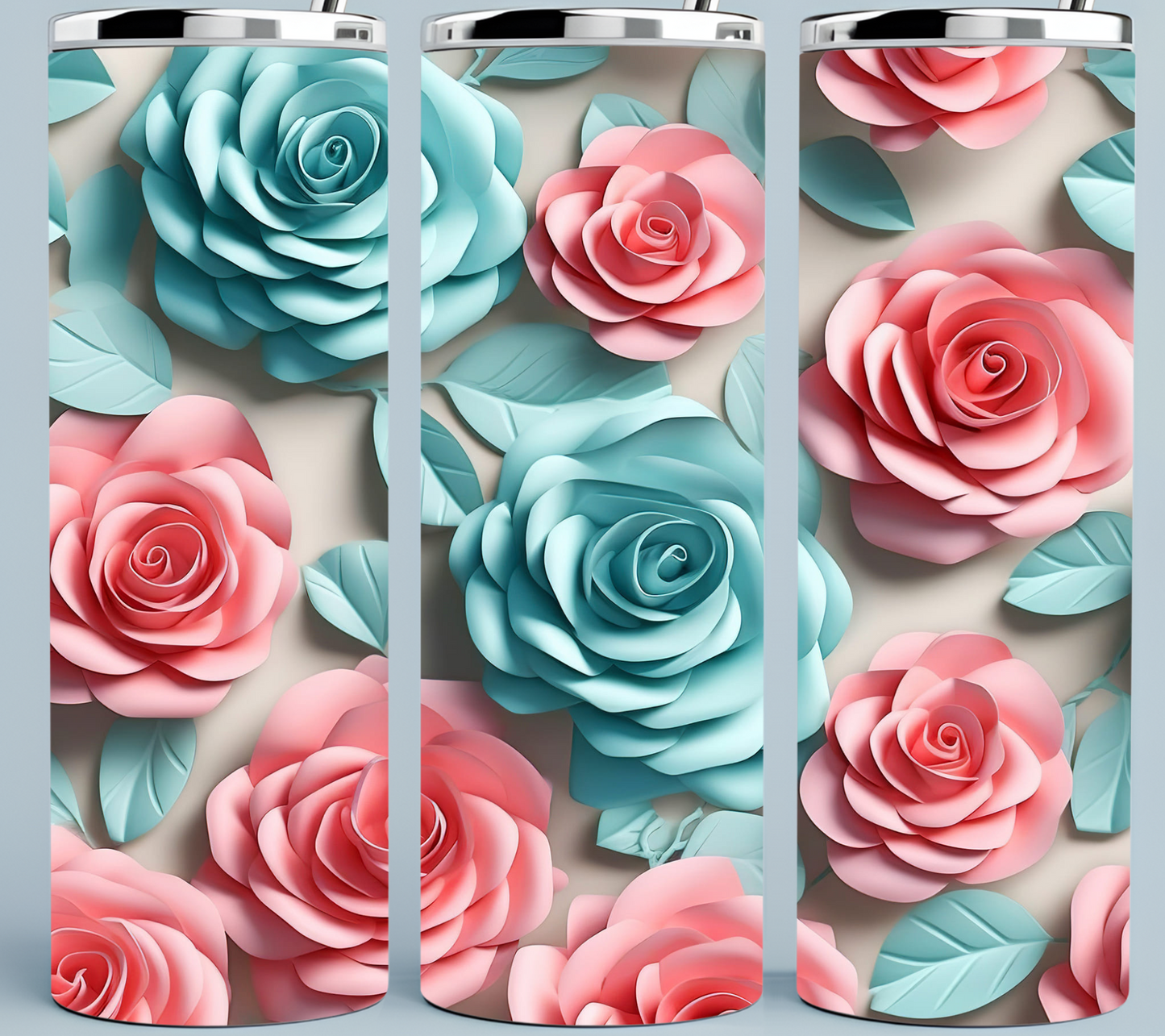 Pink and Blue Flower tumbler