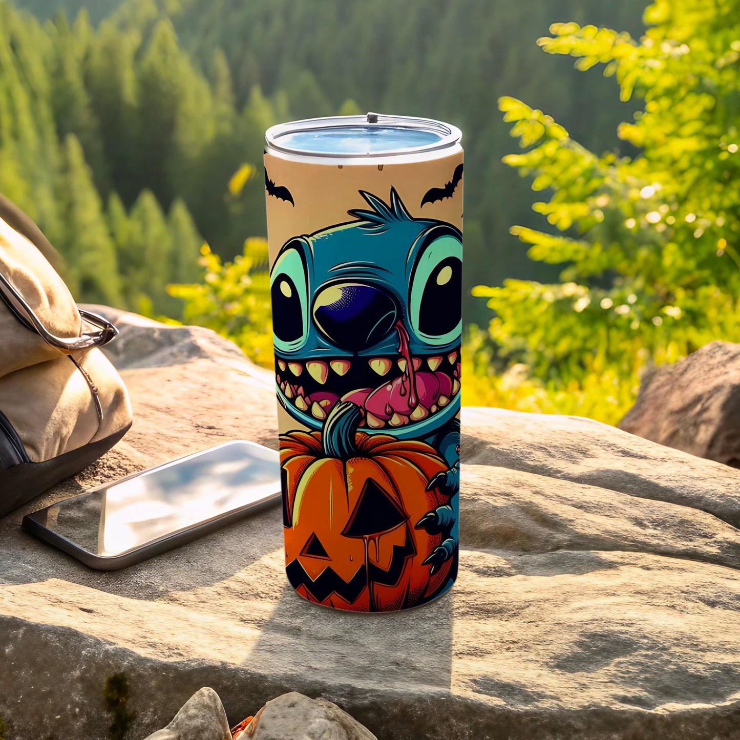 Halloween Themed Tumbler with Cute Monster Design