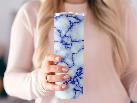 Blue Veins on White Abstract Design for Stylish Tumblers