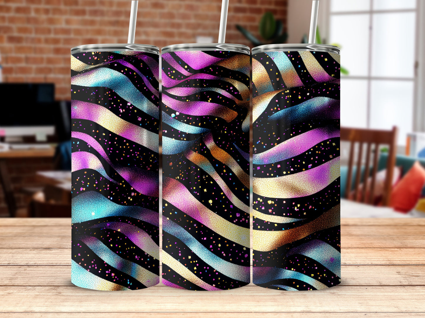 Colorful Rainbow Patterned Insulated Tumbler