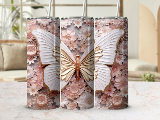 Elegant Butterfly with Floral Design Tumbler