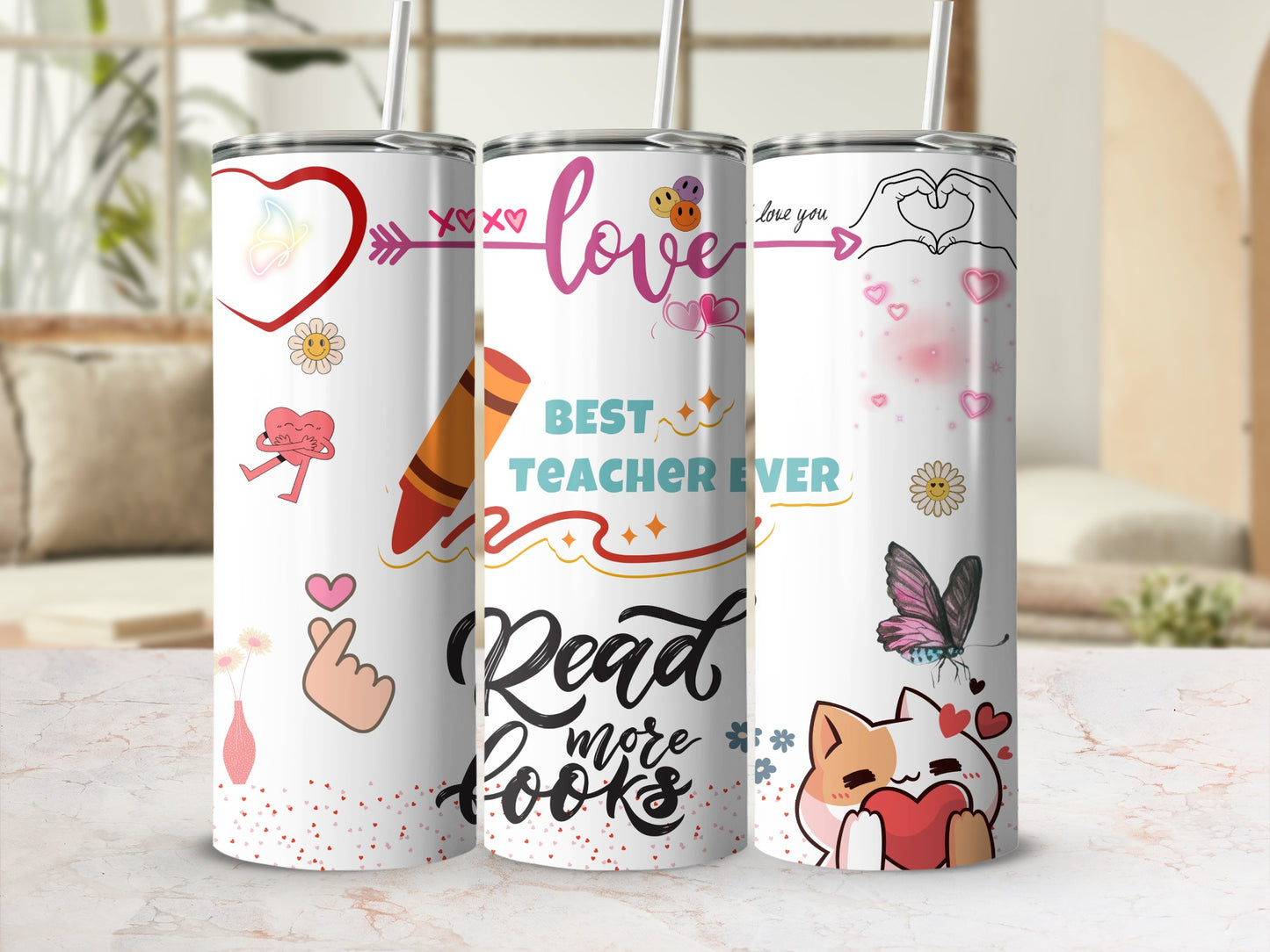 Cute and Colorful Best Teacher Ever Gift Tumbler