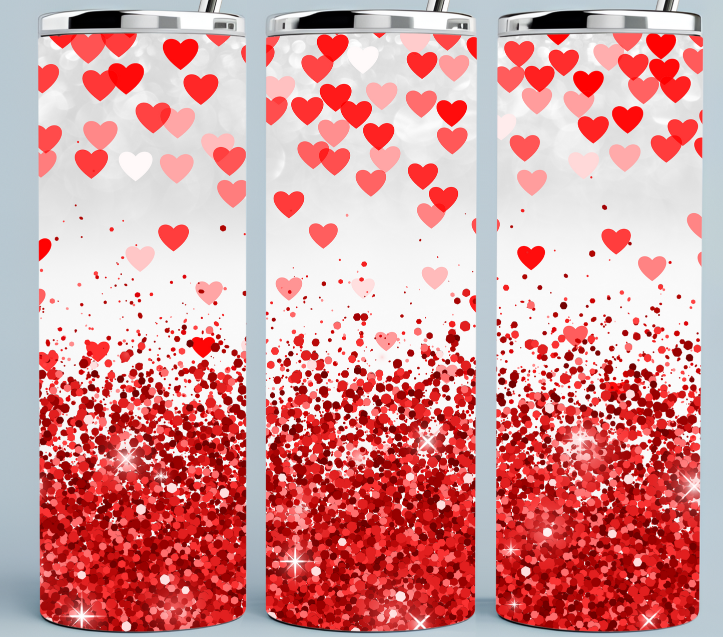 Red Heart and Glitter tumbler