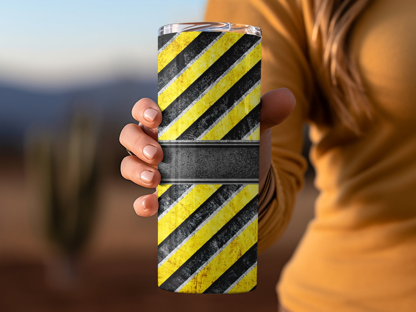 Yellow and Black Stripes Graphic Pattern Background Tumblers