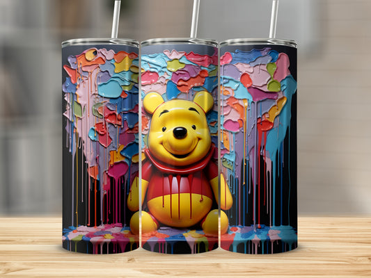 Colorful Dripping Paint Design Winnie the Pooh Tumbler