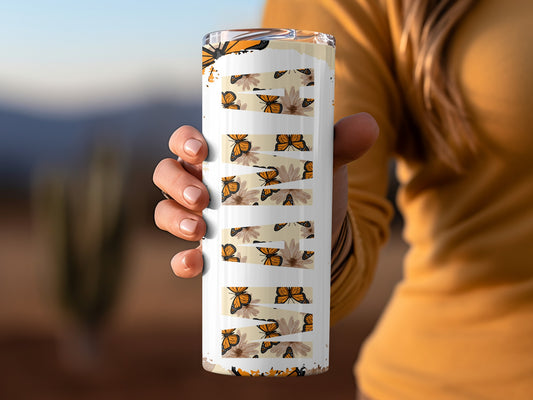 Butterfly and Floral Patterned Travel Tumbler